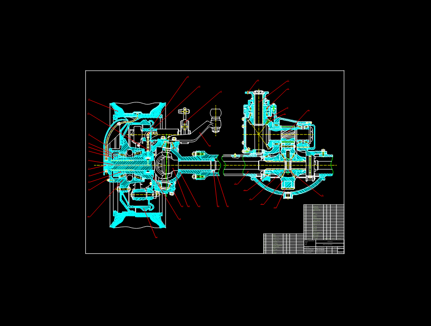 Sectional CAD drawing of VinFast VF6 powertrain, differential, reduction gear, and front wheel assembly with callouts.