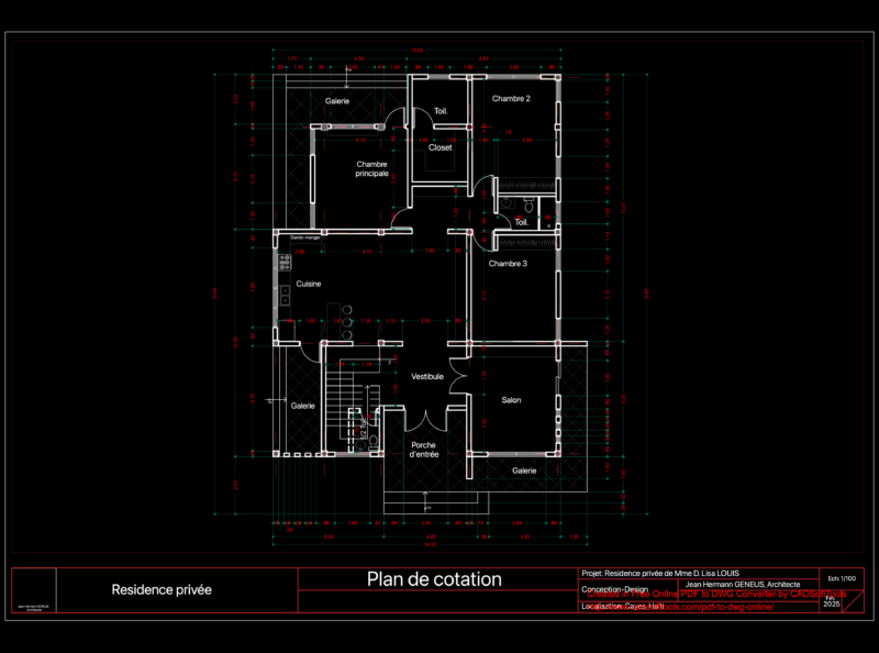 Residence D. Lisa Louis Private House Plan with Dimensions