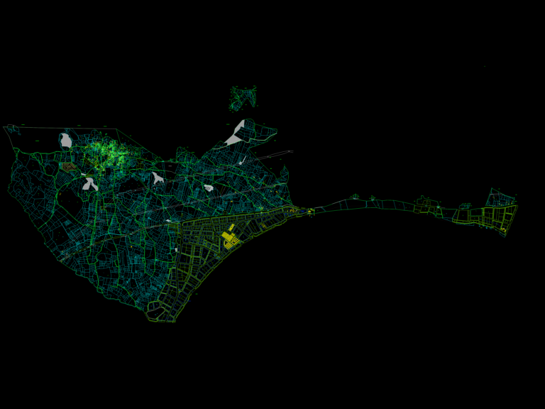 Cadastral map and master zoning plan for Kizlan village showing land parcels, road networks, and urban development zones.