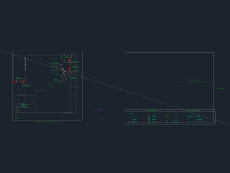 Apartment plumbing and drainage floor plan showing pipe routing, sizing, and height elevations for kitchen and bathroom.