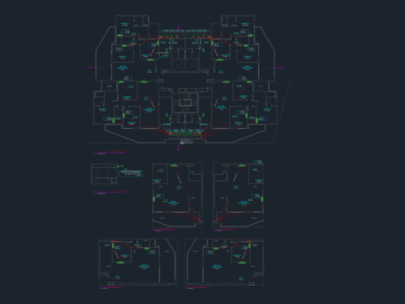 Residential HVAC Layout for Typical Apartment Floor Plan