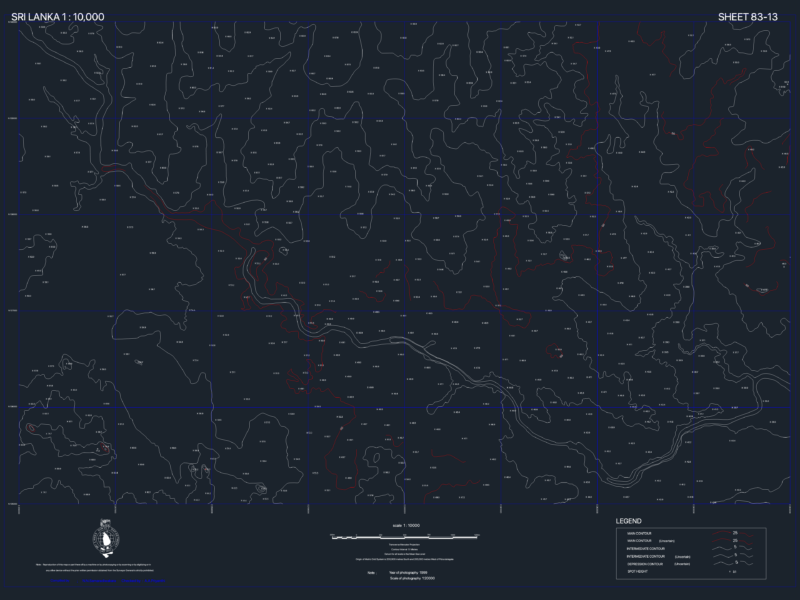 Sri Lanka Topo Sheet 83-13 DWG
