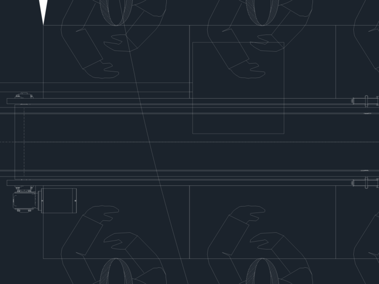 Top view CAD drawing of a poultry processing line with workers at a conveyor belt and deboning stations.