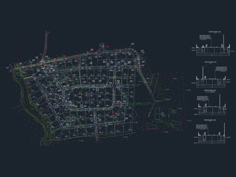 Residential Master Plan with Detailed Road Cross-Sections
