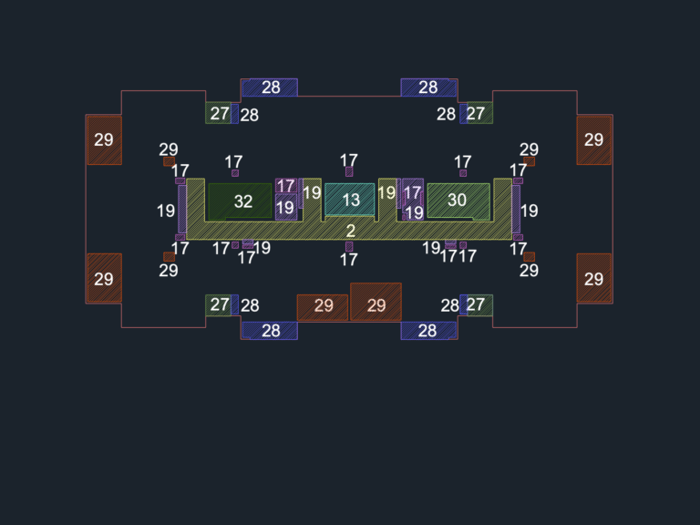 Schematic area diagram of a residential typical floor plan with color-coded unit distribution and zoning.