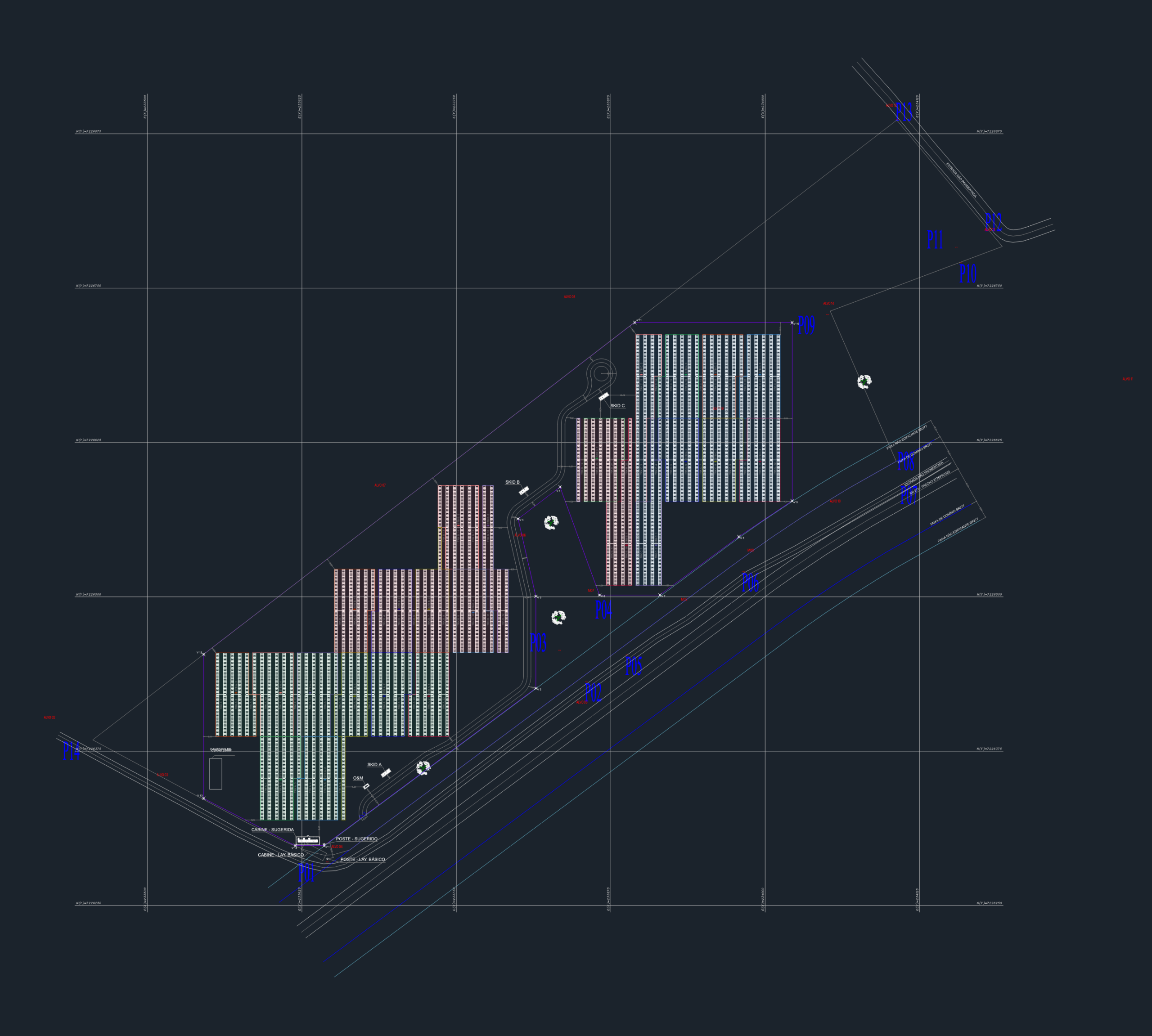 Solar Farm Layout with Trackers and Skids | Designs CAD