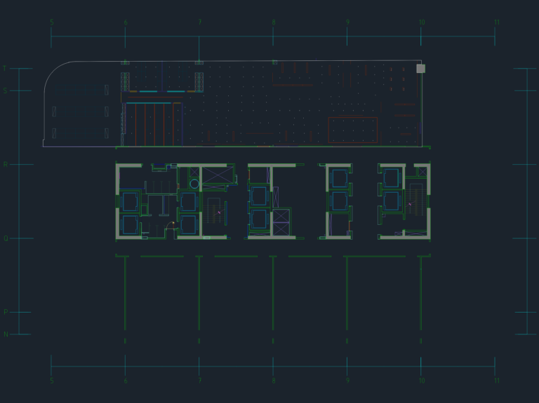 CAD floor plan and architectural layout for a 24th-floor office headquarters renovation project.