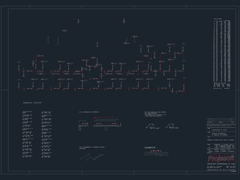 Ground floor slab upper reinforcement layout plan with rebar schedule table, chair details, and lap splice diagrams.