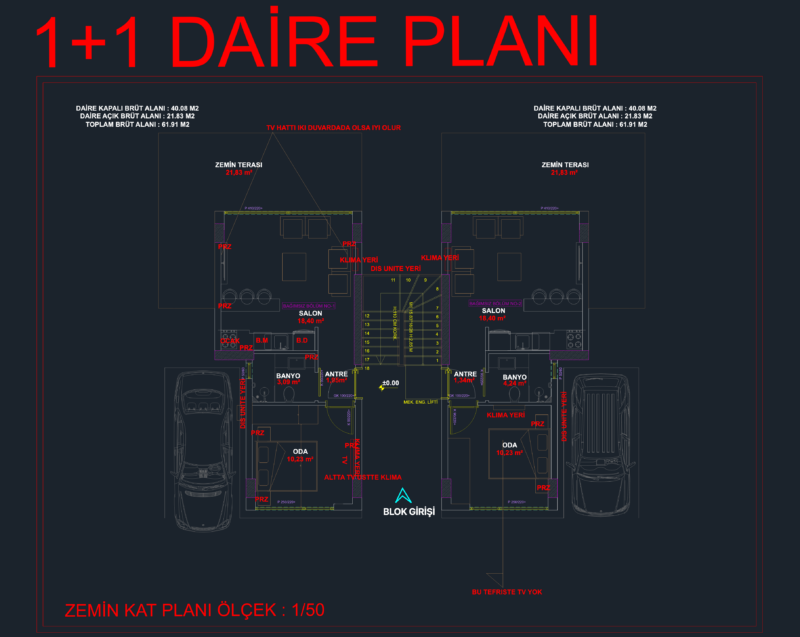 1+1 Apartment Floor Plan