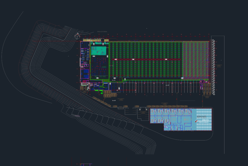 Tekbond industrial warehouse layout showing production lines and storage