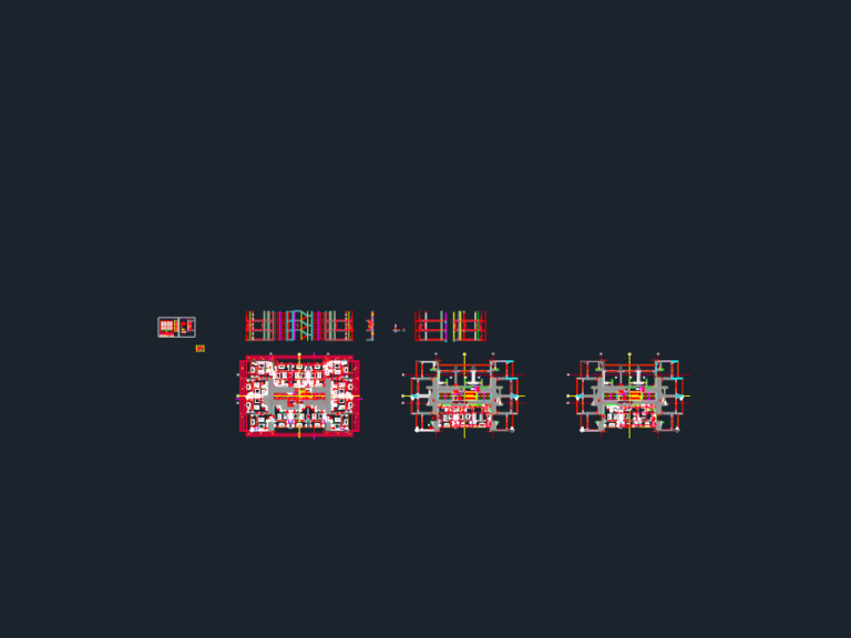 CAD layout featuring typical floor plans, building sections, and joinery schedules for a multi-story residential tower.