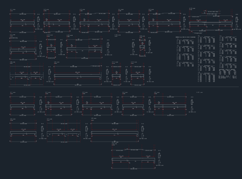 Detailed structural reinforcement drawings for machine room concrete beams