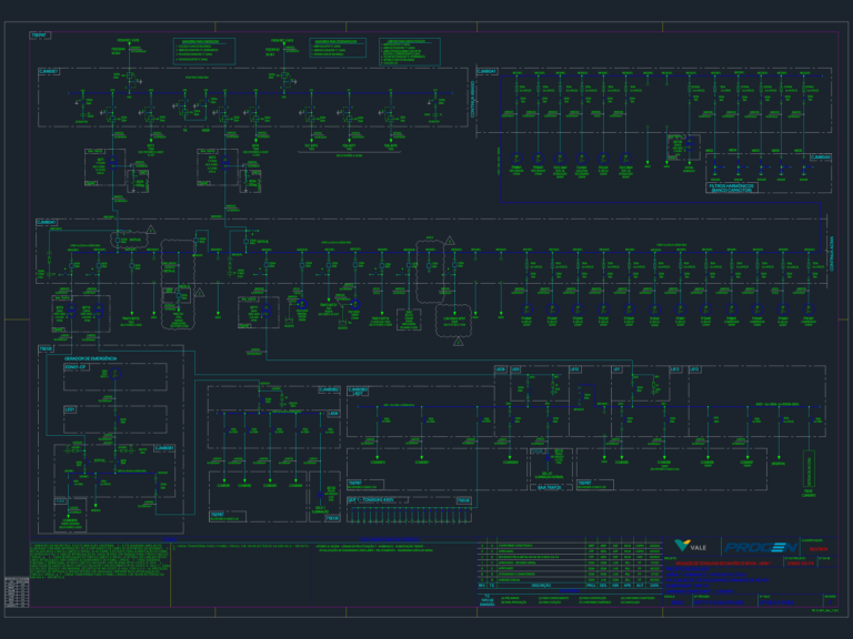Electrical single line diagram of an industrial substation showing transformers, 34.5kV feeders, and motor control centers.