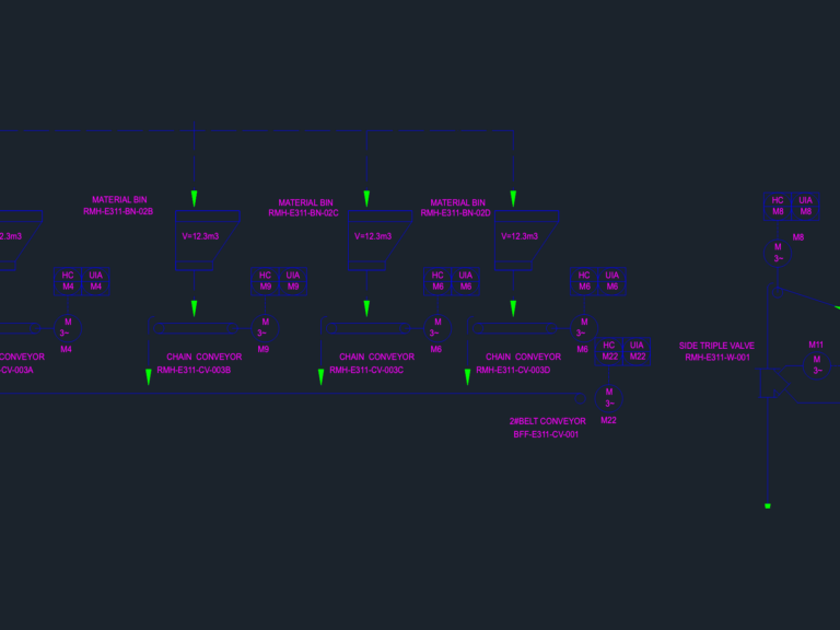 Piping and instrumentation diagram title block for a lead smelter raw material handling system.