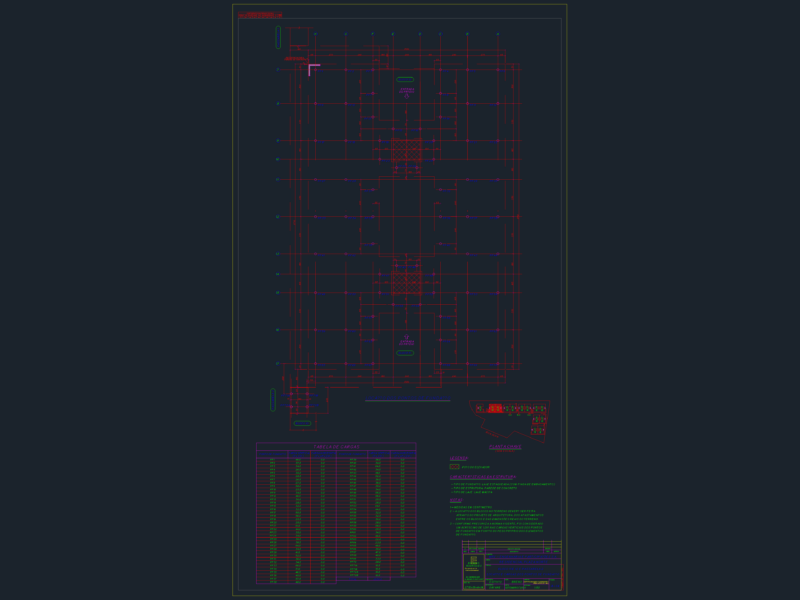 Foundation Point Location Plan and Load Table for Residential Blocks