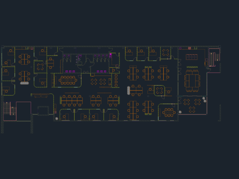 Full Office Space Plan and Interior Furniture Layout
