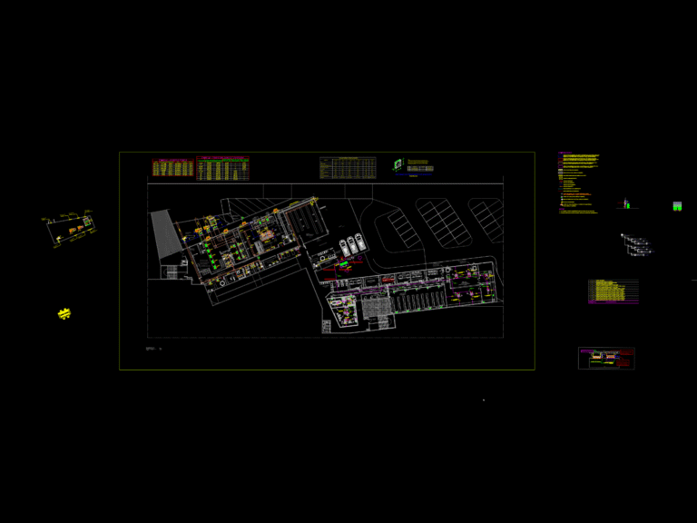 CAD layout of hospital laundry ventilation ductwork with equipment schedules and technical pipe specifications.