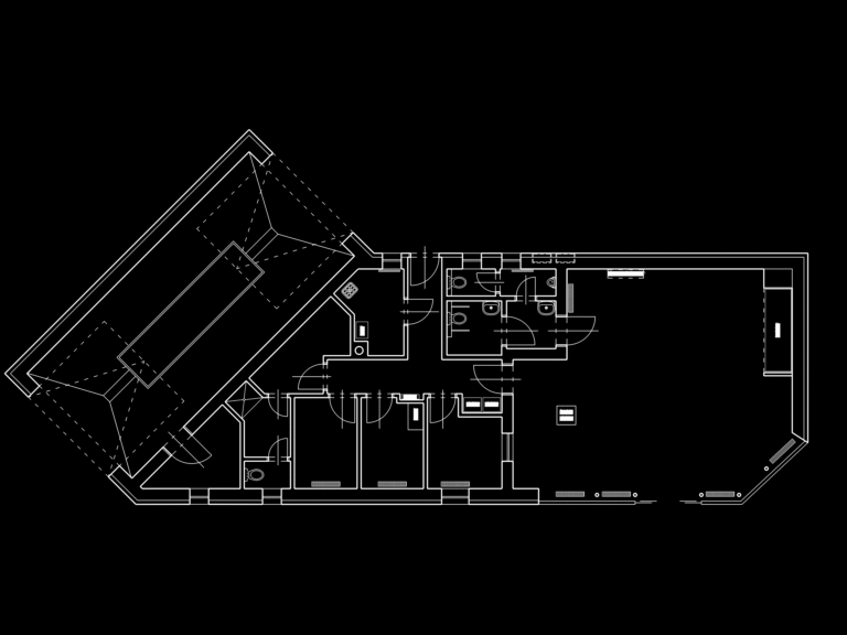 2D CAD floor plan of a commercial office layout featuring a vault room and HVAC symbols.