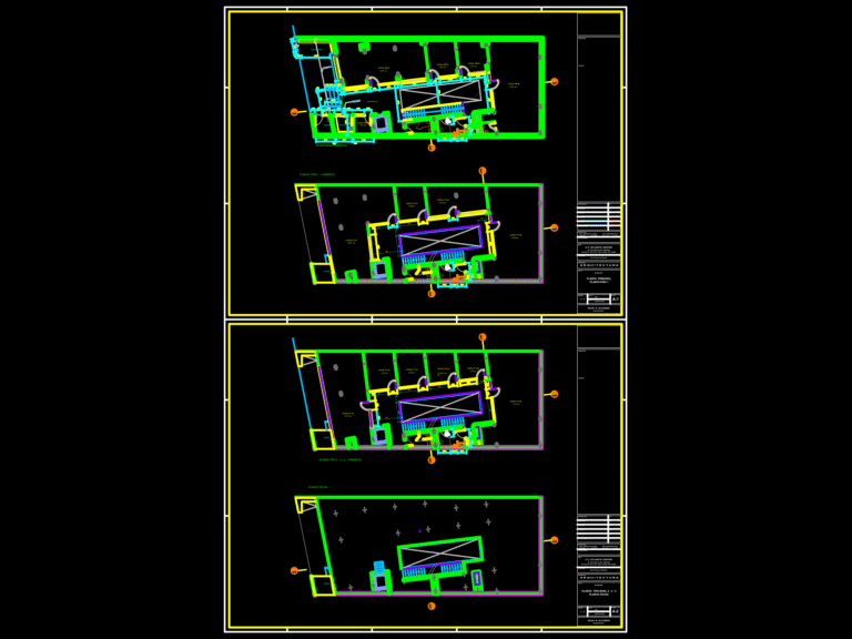 CAD architectural drawings of the Atlantic Center showing floor plans for retail levels, typical floors, and the roof.