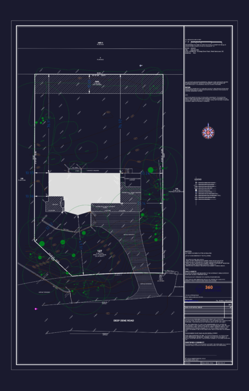 Topographic survey for 96 Deep Dene Road, West Vancouver