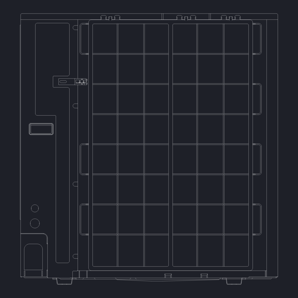 2D CAD drawing of a Daikin RMXYQ5AVL outdoor unit showing the external casing and fan grille detail.