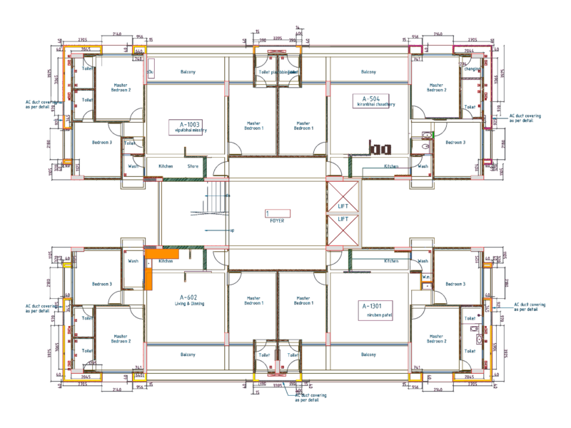 SAMVED AMARA Typical Floor Layout Plan for 4-Unit Residential Cluster
