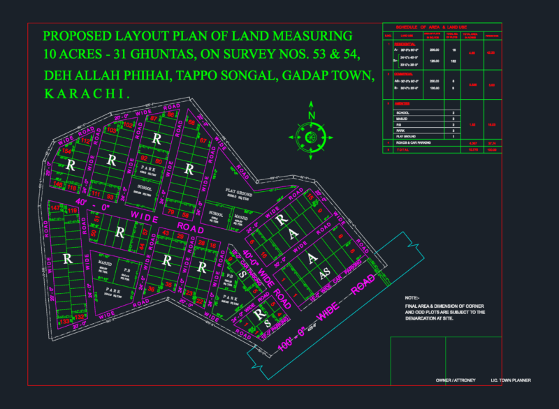 10-Acre Residential and Commercial Development Layout Plan DWG