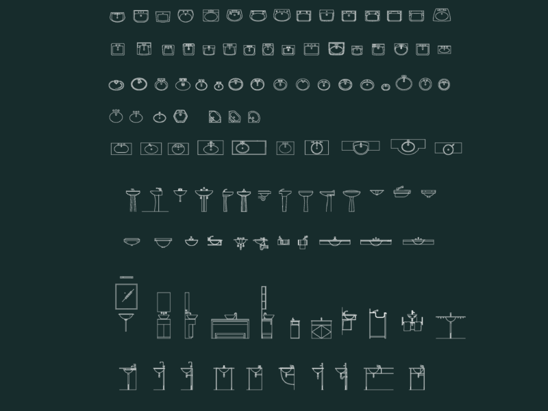 111 Metric Bathroom Sink and Washbasin CAD Blocks