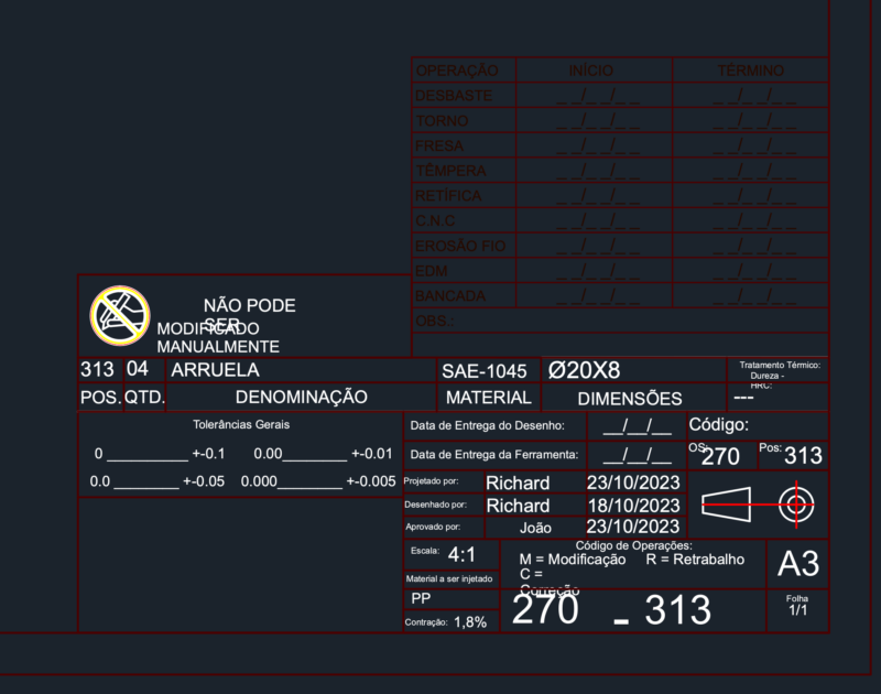 Ø20×8 Washer Component SAE-1045 Technical Drawing