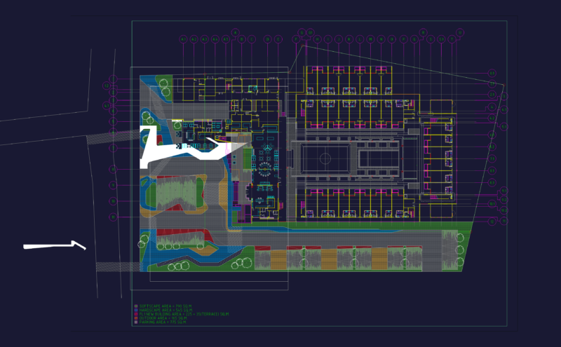 225 sqm recreation building with gym layout and site plan
