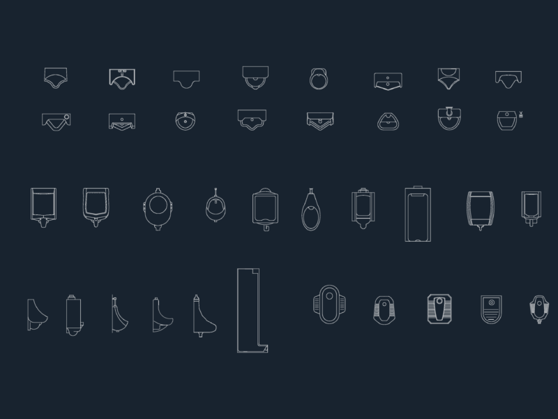 37 Urinal and Squat Toilet CAD Blocks