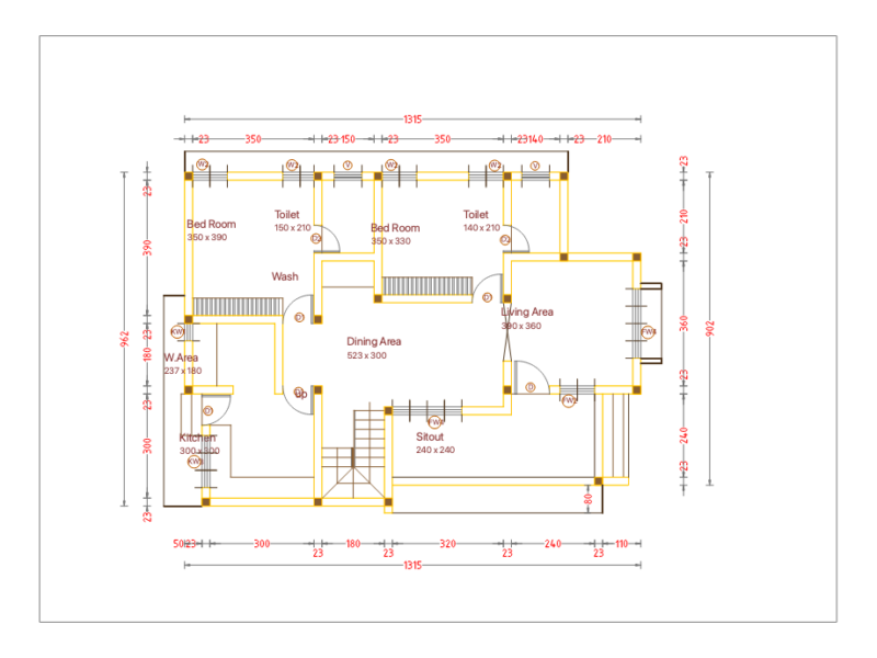 4BHK Residential House Floor Plan and Site Layout Detail