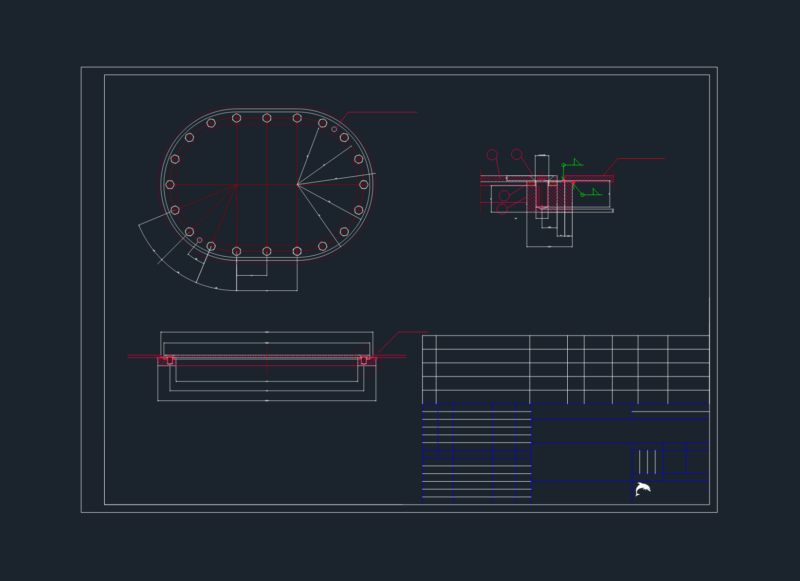 600×400 Recessed Tank Manhole Detail DWG with Plan & Section Views