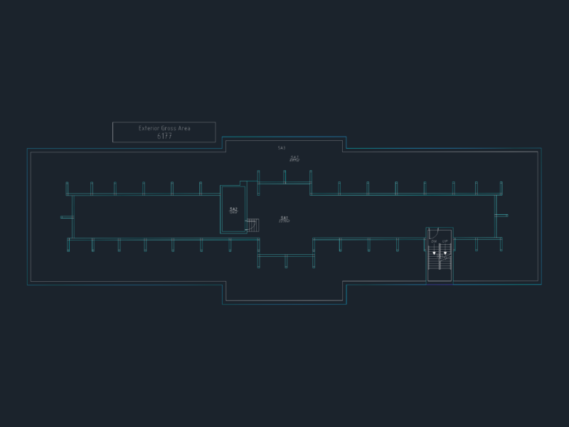 6177 SF Attic Floor Plan with Gross Area and Room Callouts