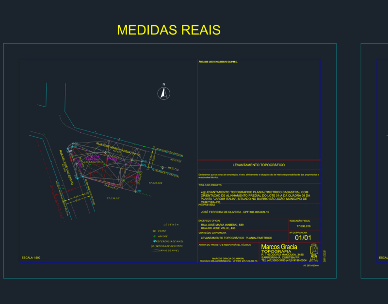 670.50m² Topographic Planimetric Survey in Curitiba