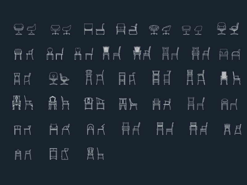 78 CHAIR ELEVATION CAD BLOCKS
