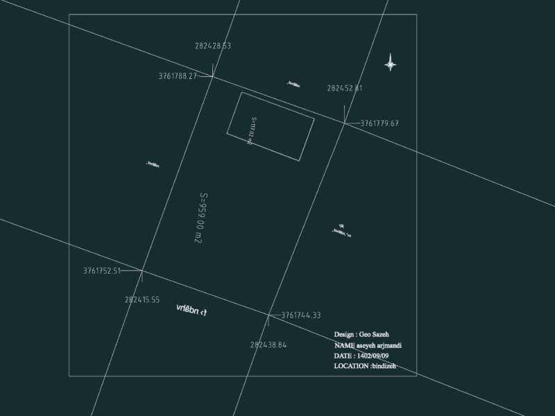 959 m2 Land Plot Survey with UTM Corner Coordinates