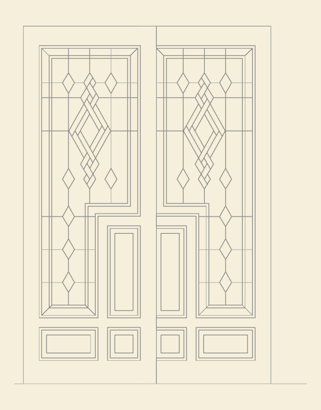 HL-M202 wooden door elevation dwg