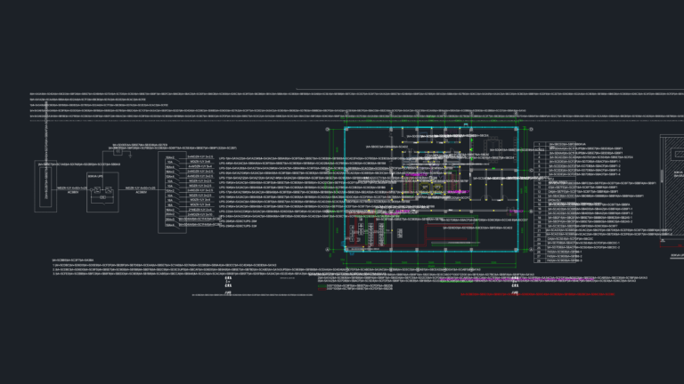 CAD floor plan of an IDC server room layout with 42U rack positions, cable tray routing, and 80KVA UPS diagrams.