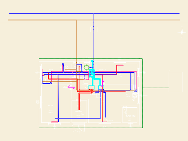 MEP floor plan showing gas, plumbing, and ventilation layout for WOLF FGB-K-28 and CWL-T-300 equipment.