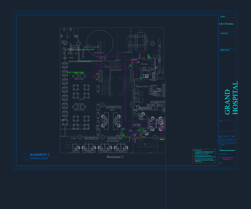Access Control System Layout – Grand Hospital Basement 2