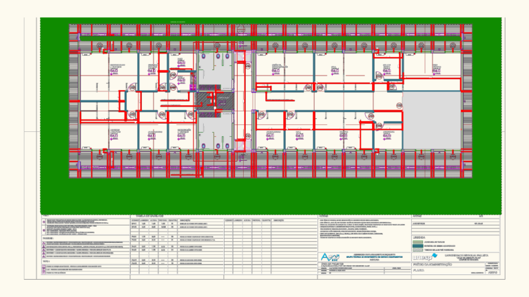 Technical floor plan of a 401m² university administration building showing room layouts and architectural schedules.