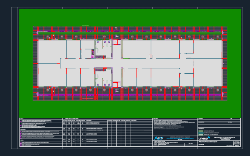 Administration Building Floor Plan DWG with Finishing Schedules
