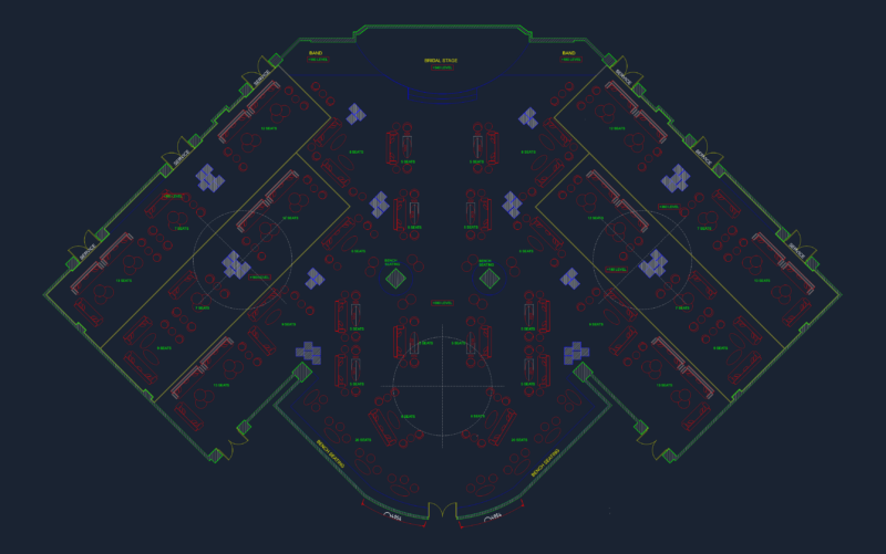 Al Ghazal Wedding Hall Furniture & Flooring Plan DWG