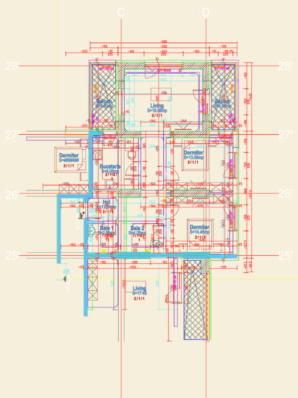 Architectural Floor Plan for a Three-Room Duplex Apartment