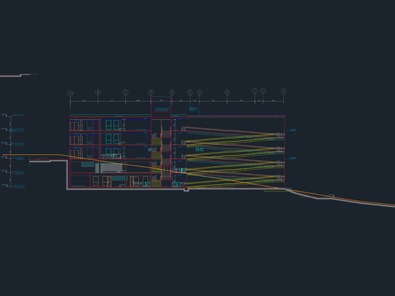 Architectural sections for the Colégio Villa school building