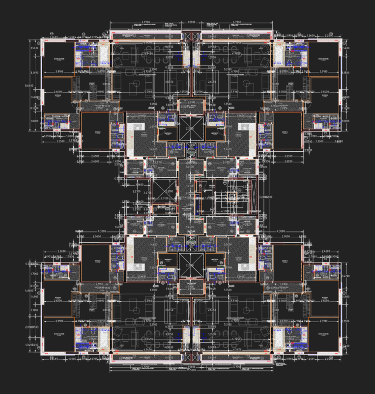 Aluminum Brise and Metallic Beam Residential Floor Plan Detail