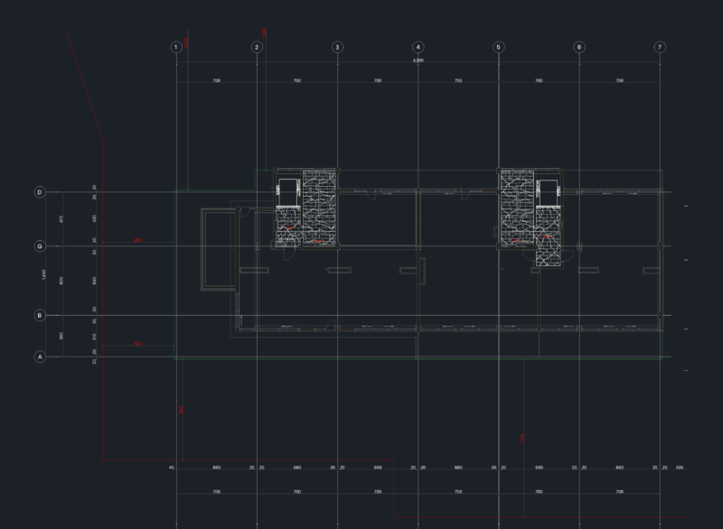 5th floor architectural plan at +16.50 level with core details