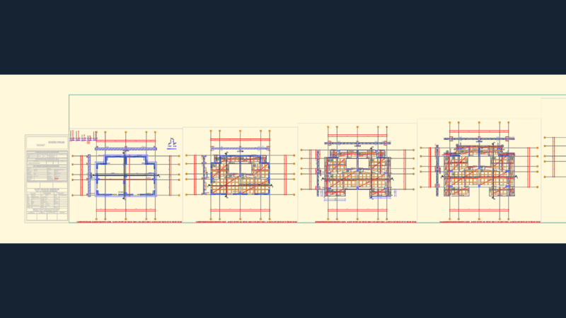 Basement Foundation Application and Formwork Plan CAD for 3-Story Residential Concrete Building