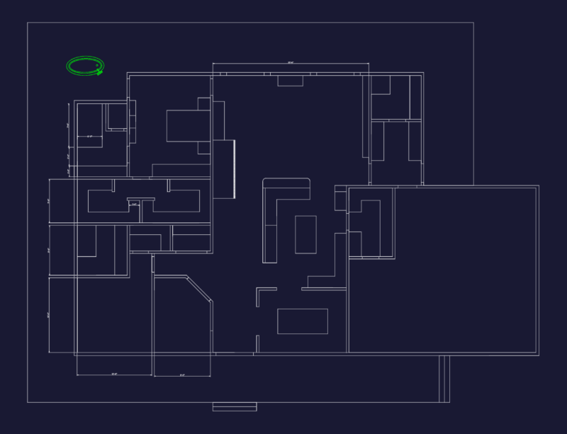Floor plan for a residential house with furniture layout